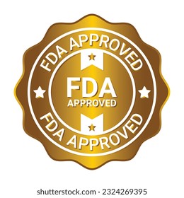 FDA Aprroved Label, Stamp, Badge, Seal, Sticker, Tag, Food And Drug Administration Badge, 3D Realistic Shiny And Glossy Badge For CBD Label Design Elements Vector Illustration