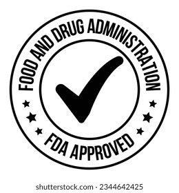 FDA Or Food and Drug Administration Approved Seal, Badge, Emblem, Label, Packaging Design Elements, The United States Food And Drug Administration Certified Badge Design, CBD Label Design Elements