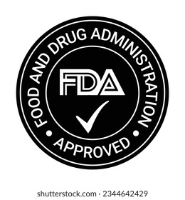 FDA Or Food and Drug Administration Approved Seal, Badge, Emblem, Label, Packaging Design Elements, The United States Food And Drug Administration Certified Badge Design, CBD Label Design Elements