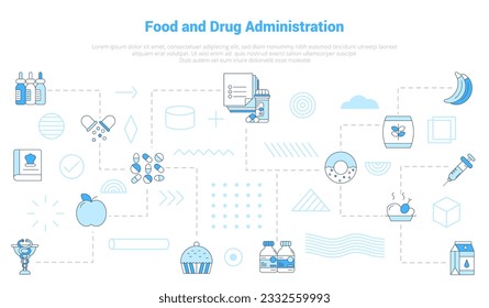 fda food and drug administration concept with icon set template banner with modern blue color style