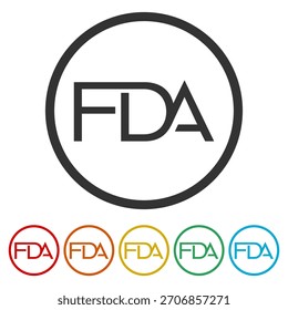 FDA logo. Set icons in color circle buttons