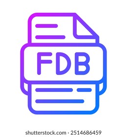 Fdb document format file type icon. gradient database file type icons. vector illustration.