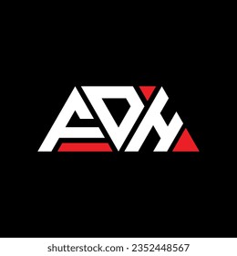FDH triangle letter logo design with triangle shape. FDH triangle logo design monogram. FDH triangle vector logo template with red color. FDH triangular logo Simple, Elegant, and Luxurious design.