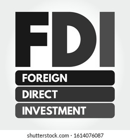 FDI - Foreign Direct Investment acronym, business concept background