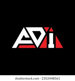 FDI triangle letter logo design with triangle shape. FDI triangle logo design monogram. FDI triangle vector logo template with red color. FDI triangular logo Simple, Elegant, and Luxurious design.