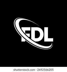 Logotipo da FDL. Carta FDL. Design do logotipo da letra FDL. Logotipo FDL inicial ligado ao logotipo de monograma em círculo e maiúsculo. FDL-tipografia para marca de tecnologia, negócios e imóveis.