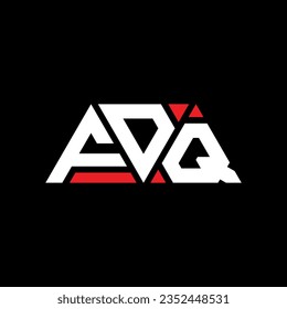 FDQ triangle letter logo design with triangle shape. FDQ triangle logo design monogram. FDQ triangle vector logo template with red color. FDQ triangular logo Simple, Elegant, and Luxurious design.