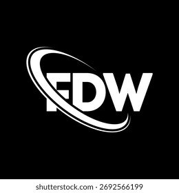 Logo de FDW. Carta de FDW. Diseño del logotipo de la letra de FDW. Logotipo de FDW con el círculo y el logotipo del monograma en mayúsculas. Tipografía FDW para tecnología, negocio y marca inmobiliaria.