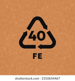 FE 40 plastic recycle symbol icon vector