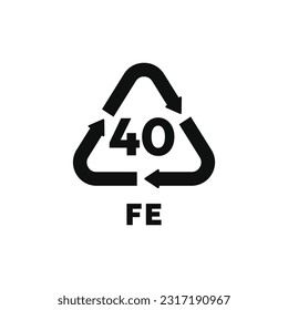 FE 40 plastic recycle symbol icon vector