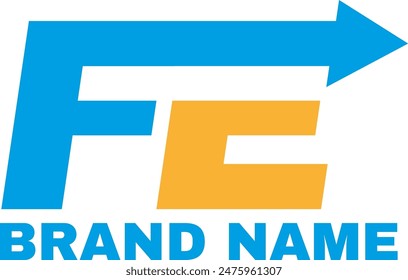 FE arrow letter alphabet logo design