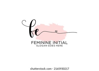 FE beauty monogram and elegant logo design handwriting logo of initial signature, wedding, fashion, floral and botanical with creative template.