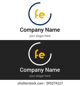 FE business logo icon design template elements. Vector color sign.