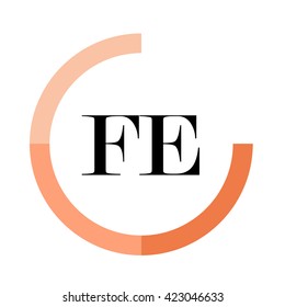 FE Business logo icon design template elements. Orange color vectors. 