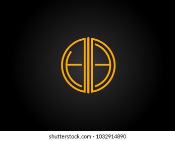 FE Circle Shape golden yellow Letter logo Design
