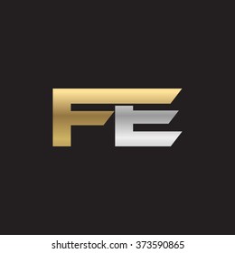 FE company linked letter logo golden silver black background