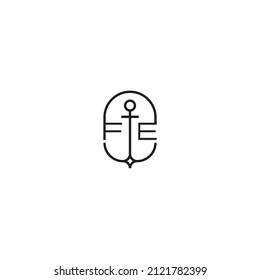 FE creative letter logo design in anchor concept with high quality professional design that will print well across any print media