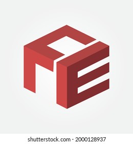 FE cube iron metal icon. FE cube box logo. iron metal block creative design