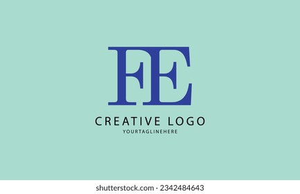 FE EF  BLUE  minimal professional creative minimalist brand logo design with background TEMPLATE 