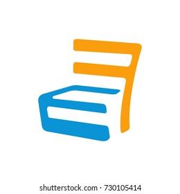 FE or EF initial letter logo design template vector forming a chair
