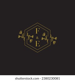 FE elegant wedding initial logo in high quality professional design that will print well across any print media
