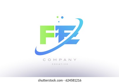 fe f e alphabet green blue swoosh letter company logo vector icon design template
