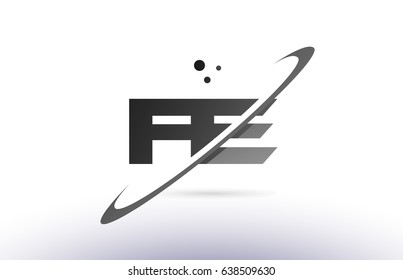 fe f e alphabet letter logo black white grey swoosh creative text dots company vector icon design template