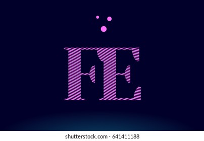 fe f e alphabet letter logo pink line stripes magenta purple blue font creative text dots company vector icon design template