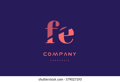 fe f e alphabet small letter blue pink creative design vector company logo icon template 