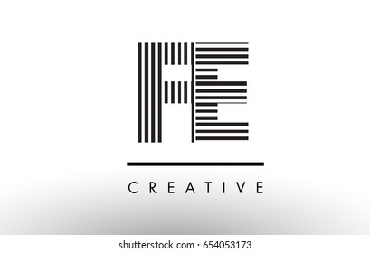 FE F E Black and White Letter Logo Design with Vertical and Horizontal Lines.