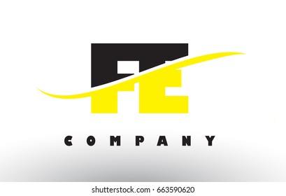 FE F E  Black and Yellow Letter Logo with White Swoosh and Curved Lines.