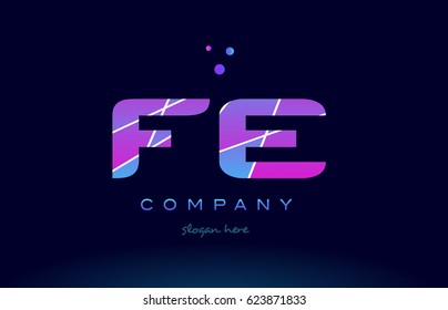 fe f e  creative color blue background pink purple magenta alphabet letter company logo vector icon