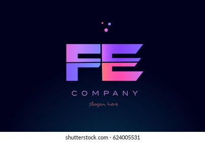 fe f e creative color blue background pink purple blue magenta alphabet letter company logo vector icon design