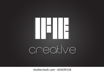 FE F E Creative Letter Logo Design With White and Black Lines.