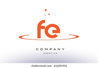 FE F E creative orange swoosh dots alphabet company letter logo design vector icon template