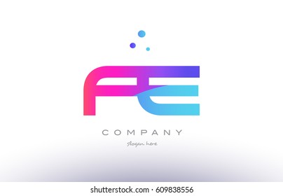 fe f e  creative pink purple blue modern dots creative alphabet gradient company letter logo design vector icon template