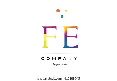 fe f e  creative rainbow colors colored alphabet company letter logo design vector icon template