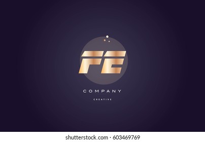 fe f e  gold yellow golden metal metallic bold luxury product modern creative gradient alphabet company logo design vector icon template