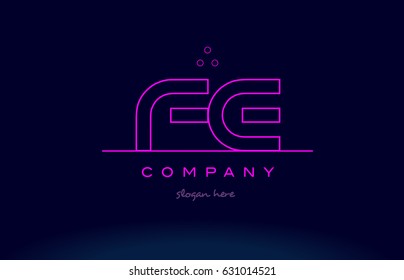 fe f e letter alphabet text pink purple dots contour line creative company logo vector icon design template