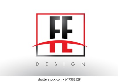 FE F E Logo Letters with Red and Black Colors and Swoosh. Creative Letter Design Vector.