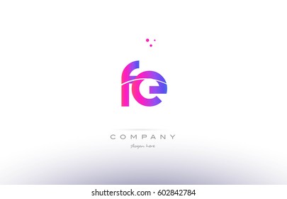 fe f e  pink purple modern creative gradient alphabet company logo design vector icon template