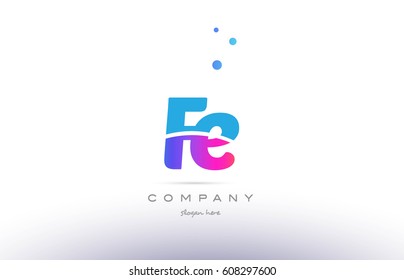 fe f e  pink purple blue white uppercase lowercase modern creative alphabet gradient company letter logo design vector icon template