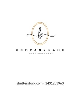 FE handwriting initial logo template vector.