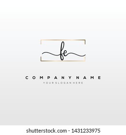 FE handwriting initial logo template vector.