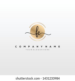FE handwriting initial logo template vector.