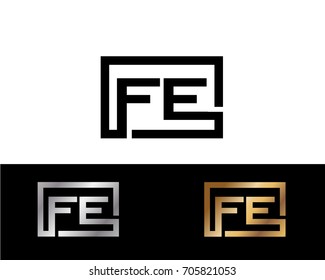 FE initial box shape Logo designs template

