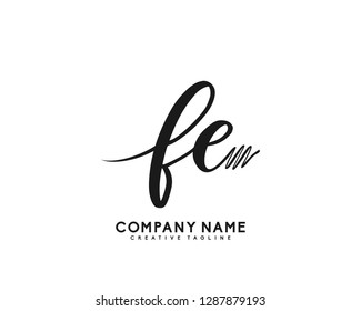 FE Initial Handwriting Logo Template Vector