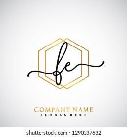 FE Initial Handwriting logo template vector