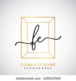 FE Initial Handwriting logo template vector