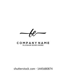 FE Initial handwriting logo template vector